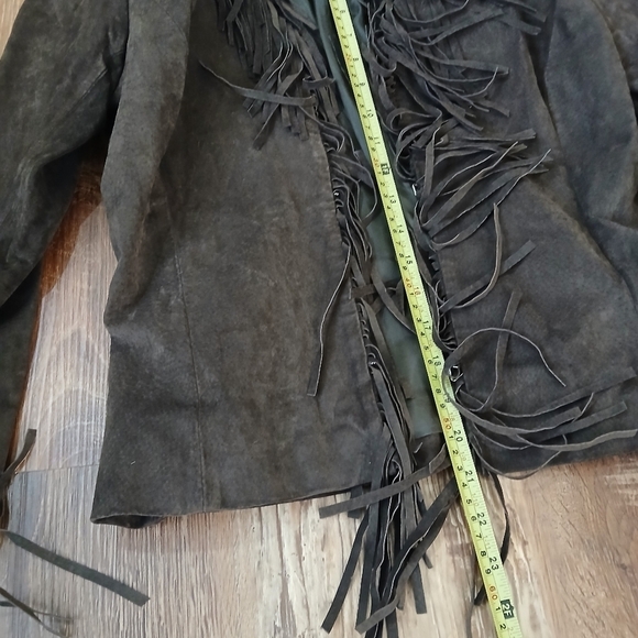 Boston Proper Western Women's Leather Jacket Size 10 Brown Fringe Rustic - Picture 6 of 8
